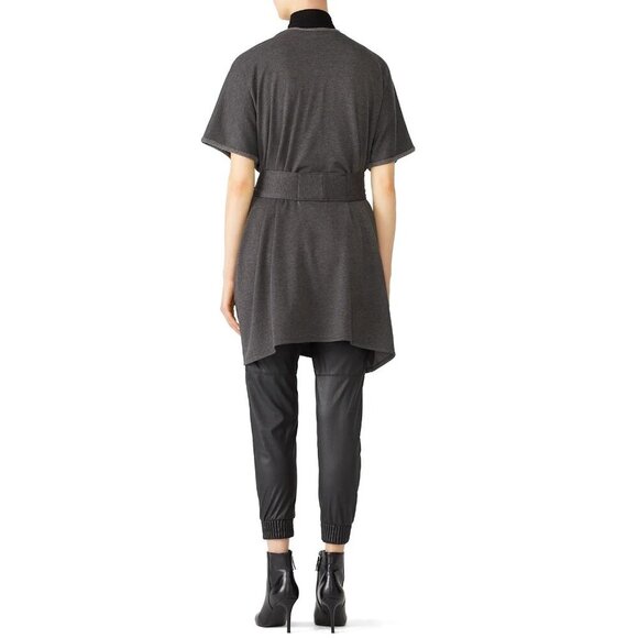 Josie Natori Anthracite Grey Short Sleeve Brushed Wrap Cardigan Women's X-Small - Picture 3 of 8